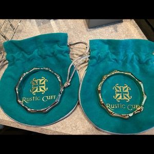 Rustic Cuff bamboo bangle set - silver & gold